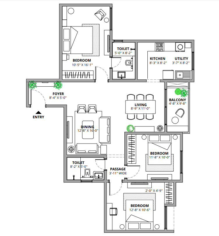 4 BHK Villament floor plan preview
